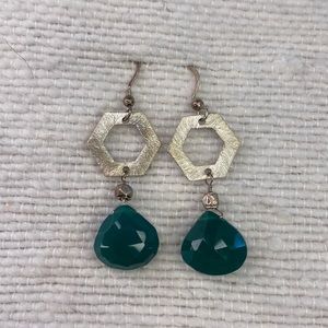 Faceted Green Fashion Dangly Earrings